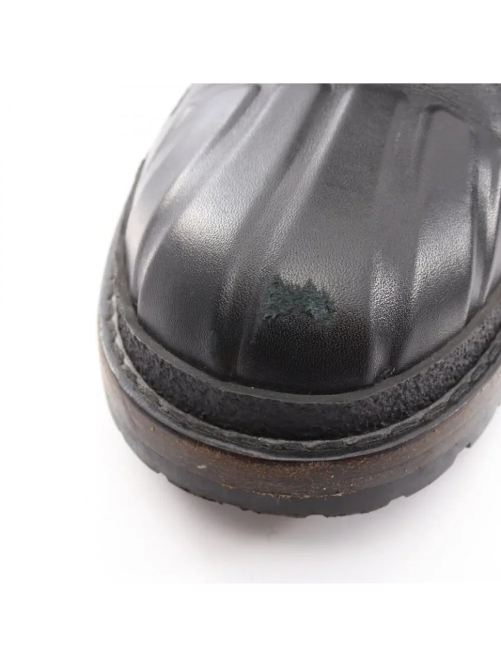 Chanel Boots CC Logo Ankle Combat Fabric Leather